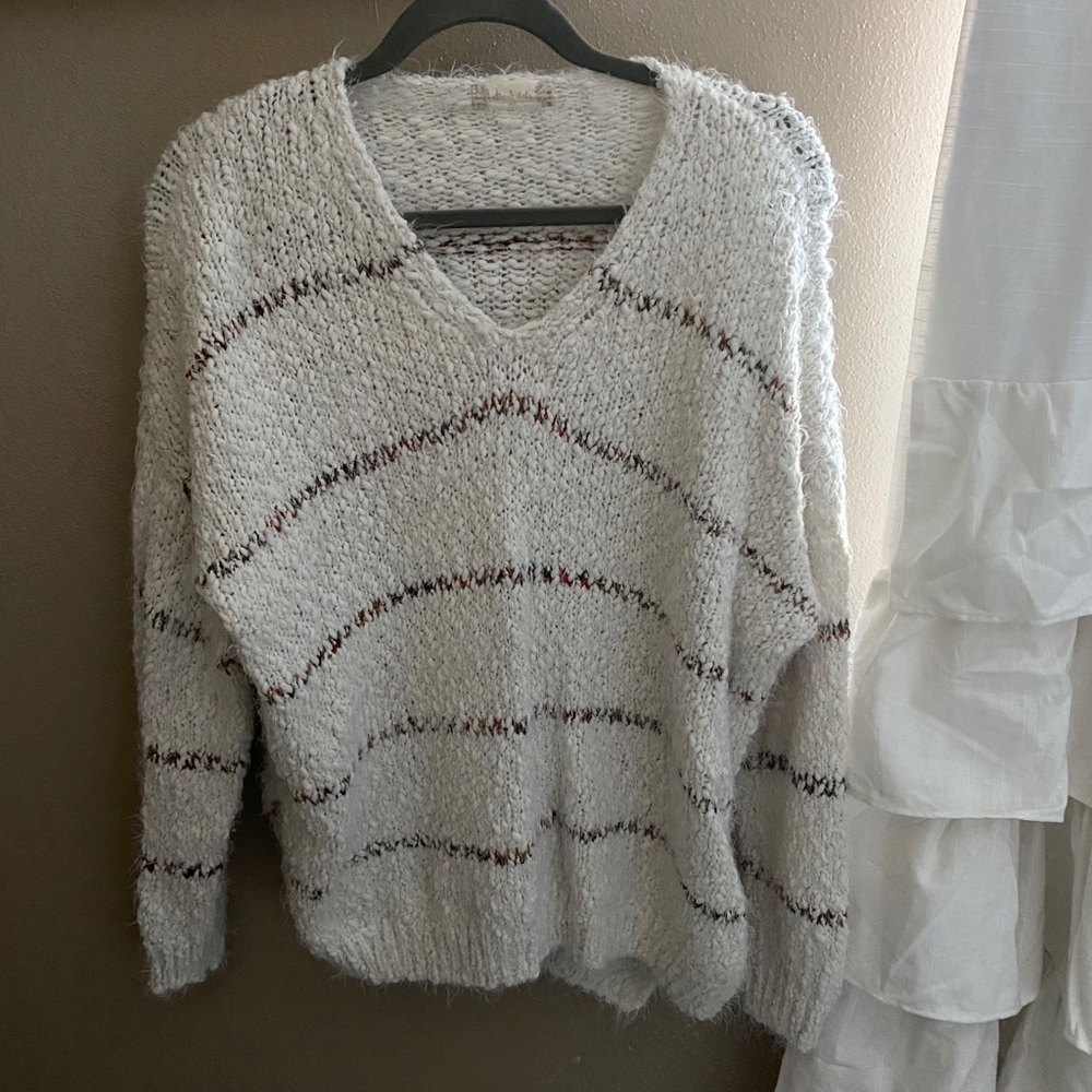 Altar’d state Eyelash Striped Fuzzy Sweater M/L